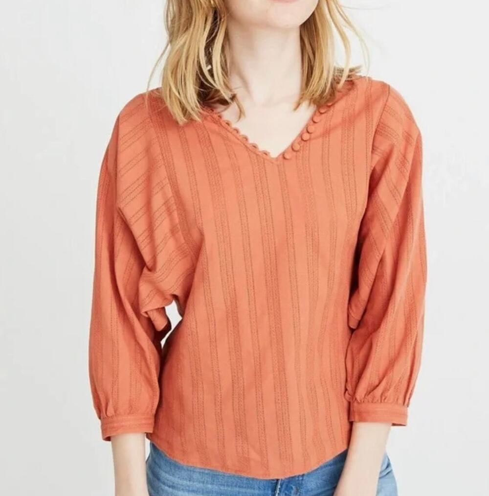 Madewell Palisade Button Front Peasant Top XS